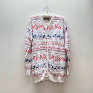 Vintage - Floral Pastel Cottagecore Pearl Button Cardigan